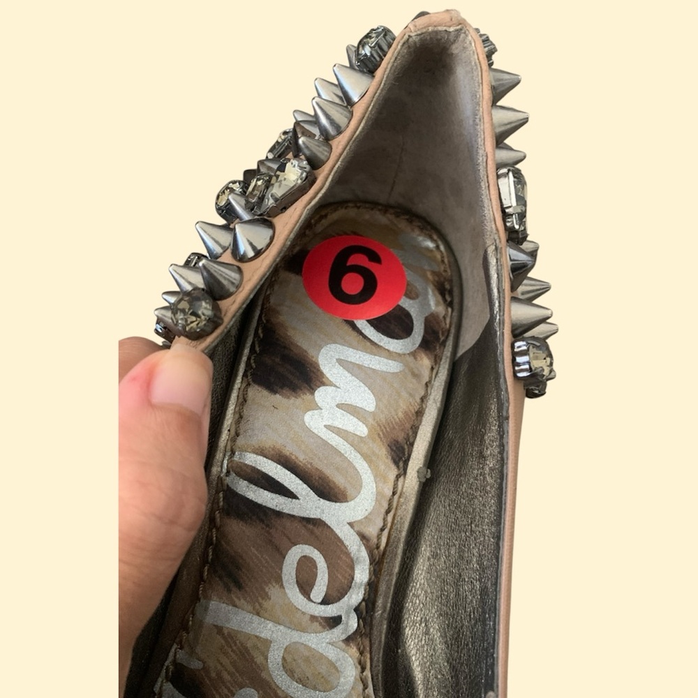 Sexy Elegant Nude and Silver Spiked Heels Previously Worn Baddie Emo Streetwear - Picture 11 of 12